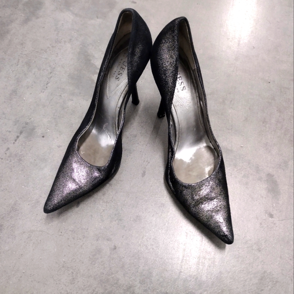 Guess Silver Noir Womens' sharp toed stillehto